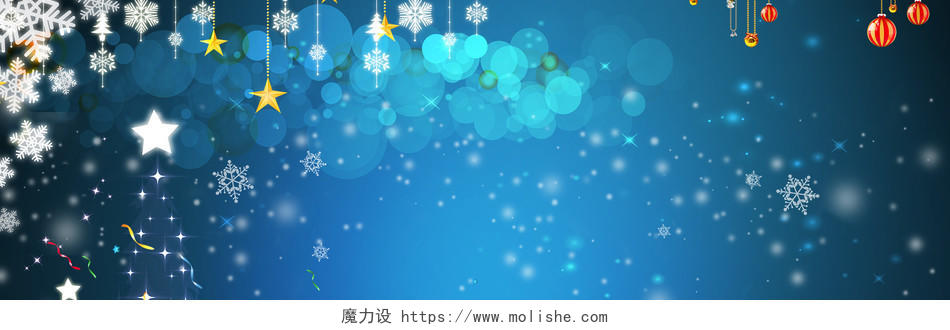 蓝色雪花渐变圣诞节海报背景